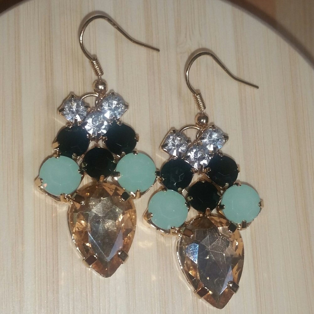 Faceted Crystal Statement Earrings - image 1
